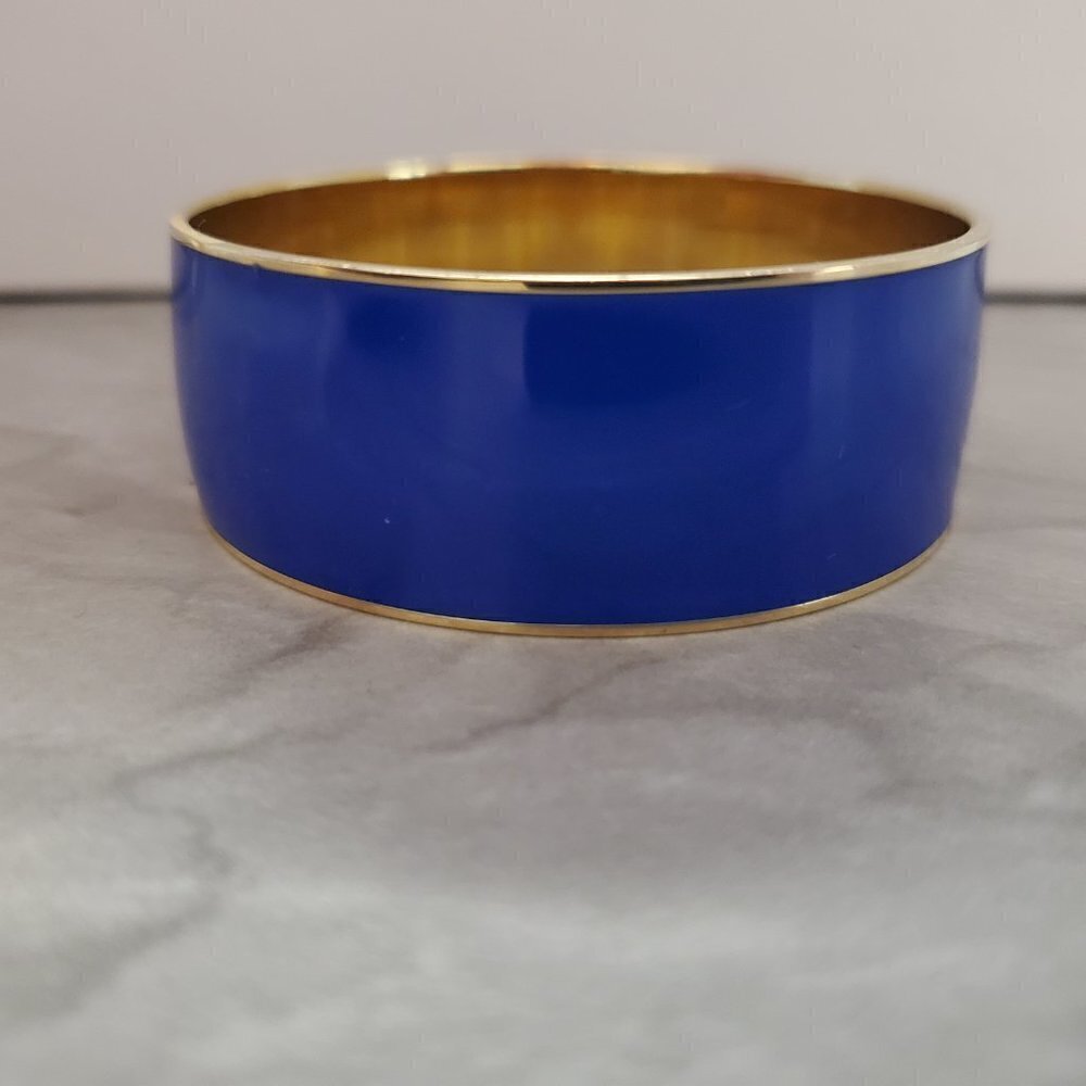 💙 Vintage Y2k 00s 2000's J.Crew Dark Blue Thick Wide Bangle 💙 - Picture 4 of 9